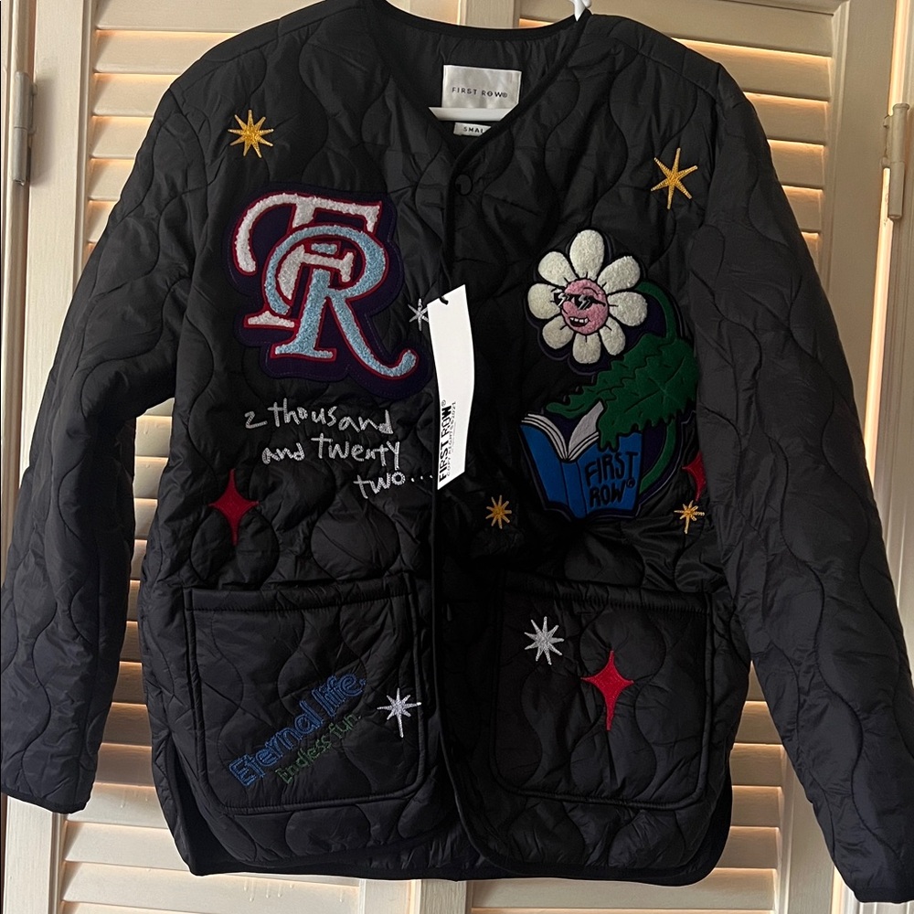 First Row Black Puffer Jacket, Size Small